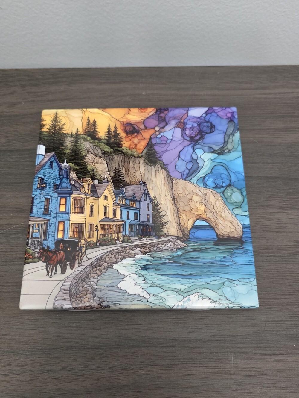 Harbor Arch Rock Mackinac Island Michigan Ceramic Art Tile 6"×6" Wall Art